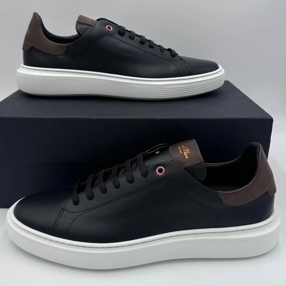 Good Man Brand Sneakers Mens 10 Black Brown Legend London Low Top Made In Italy